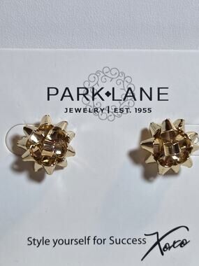 Park Lane Present Earrings Gold Tone Bow